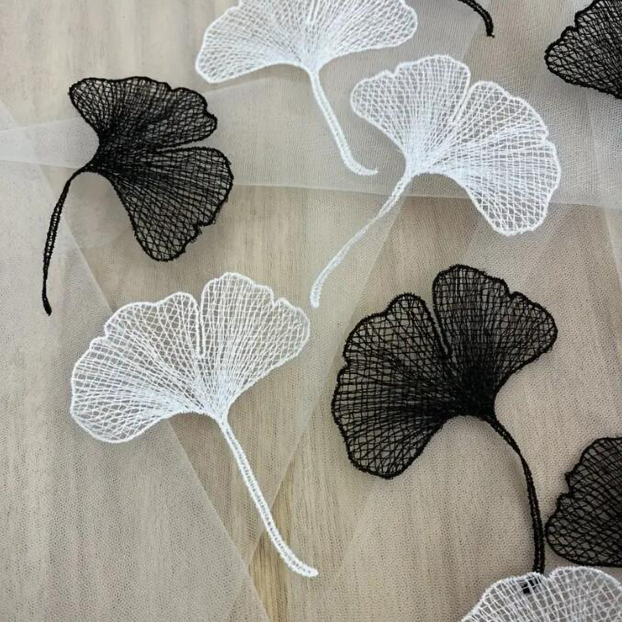 3D Printing On Fabric - 5 قطع من الدانتيل الأسود والأبيض