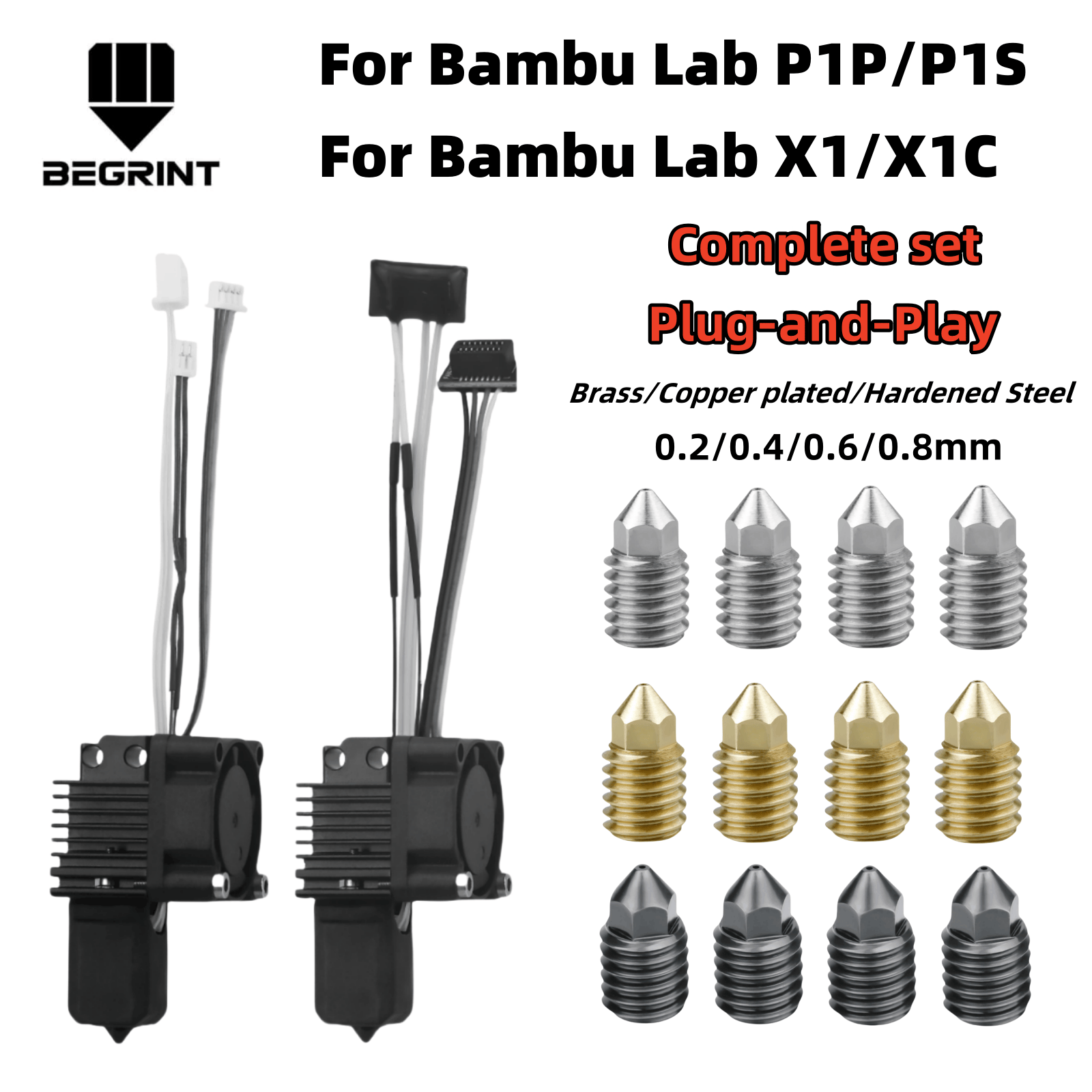 Nozzle 0.4Mm Hardened - ل Bambu Lab X1C P1P P1S