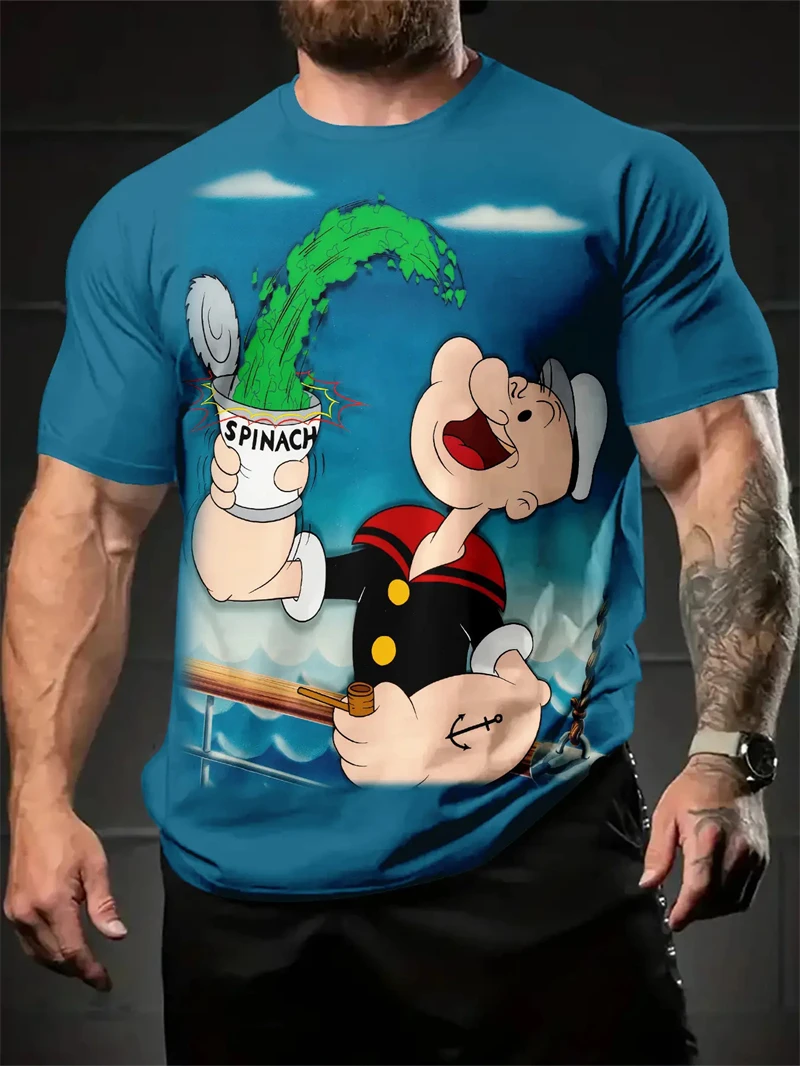 3D Printing On Fabric - تي شيرت رجالي مطبوع عليه Popeye