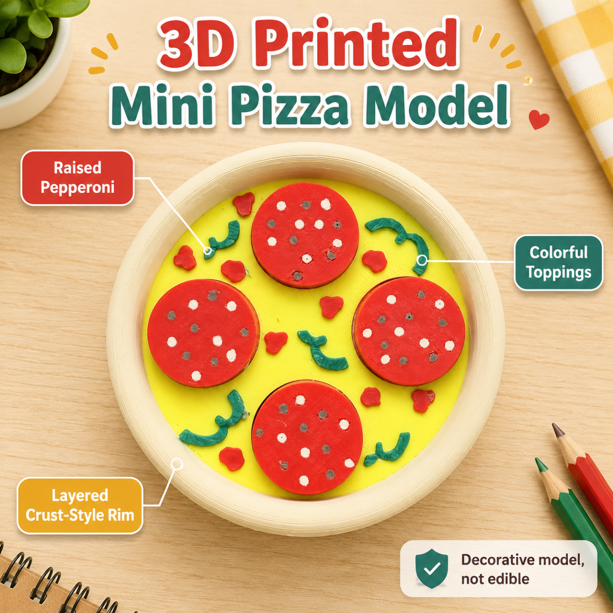 3D Printing In Food - قطعة واحدة، ديكور مكتبي على شكل