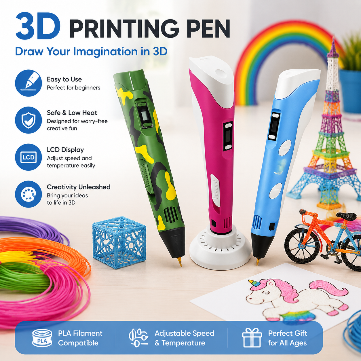 3D Printing Pen For Adults - قلم طباعة ثلاثية الأبعاد مع خيط