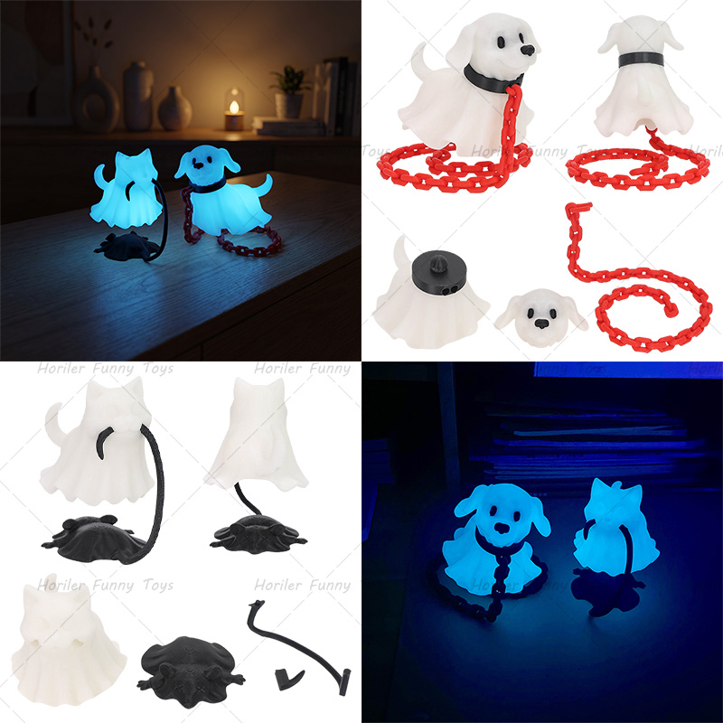 3D Printing Ghosting - تمثال قطة شبحية ثلاثية الأبعاد مضيئة،