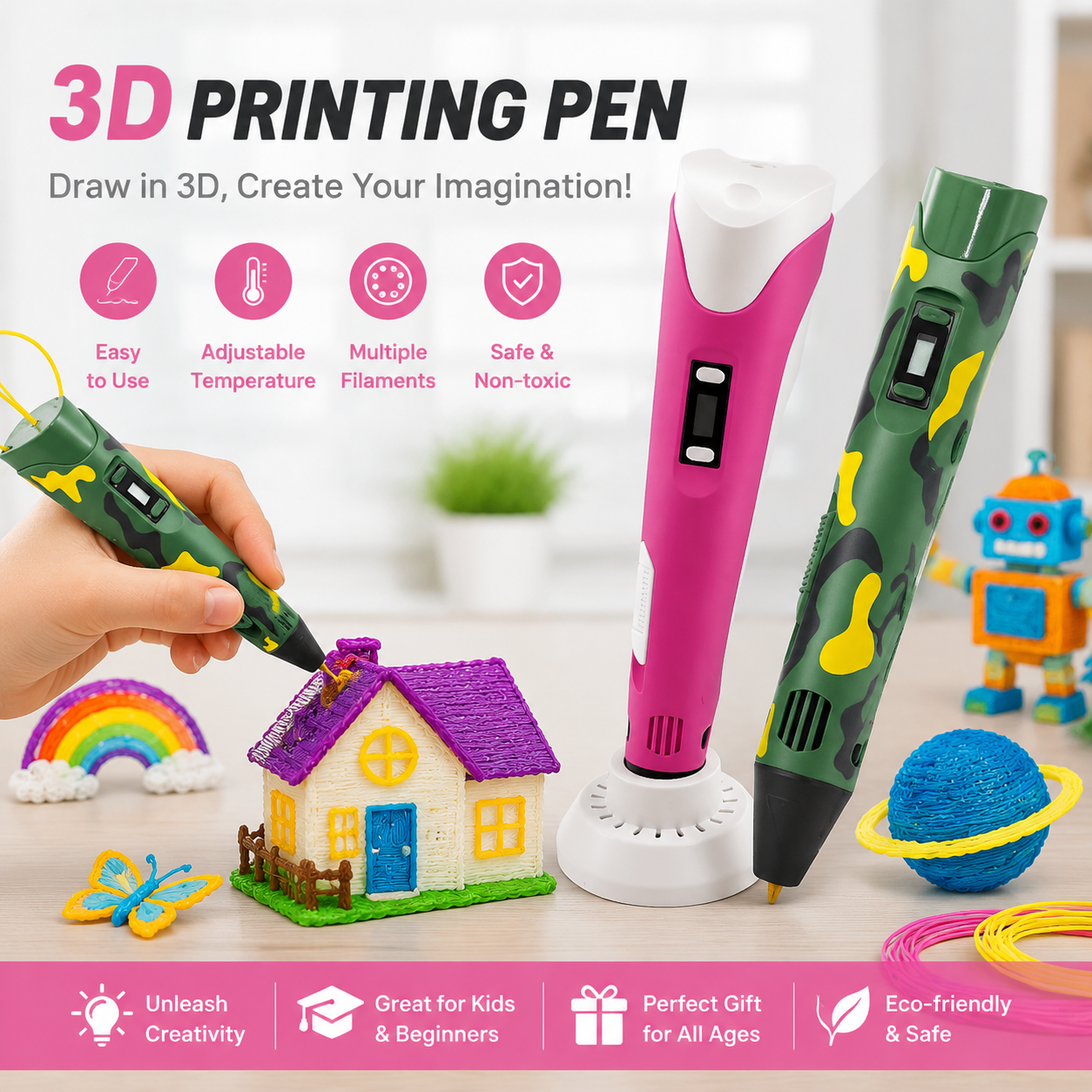 قلم طباعة ثلاثية الأبعاد مع خي - مراجعة 3D Printing Pen For Adults وسعره