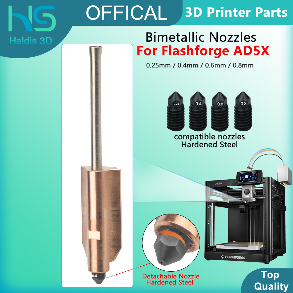 ل Flashforge AD5X ثنائية المعد - مراجعة Nozzle 0.4Mm Hardened وسعره