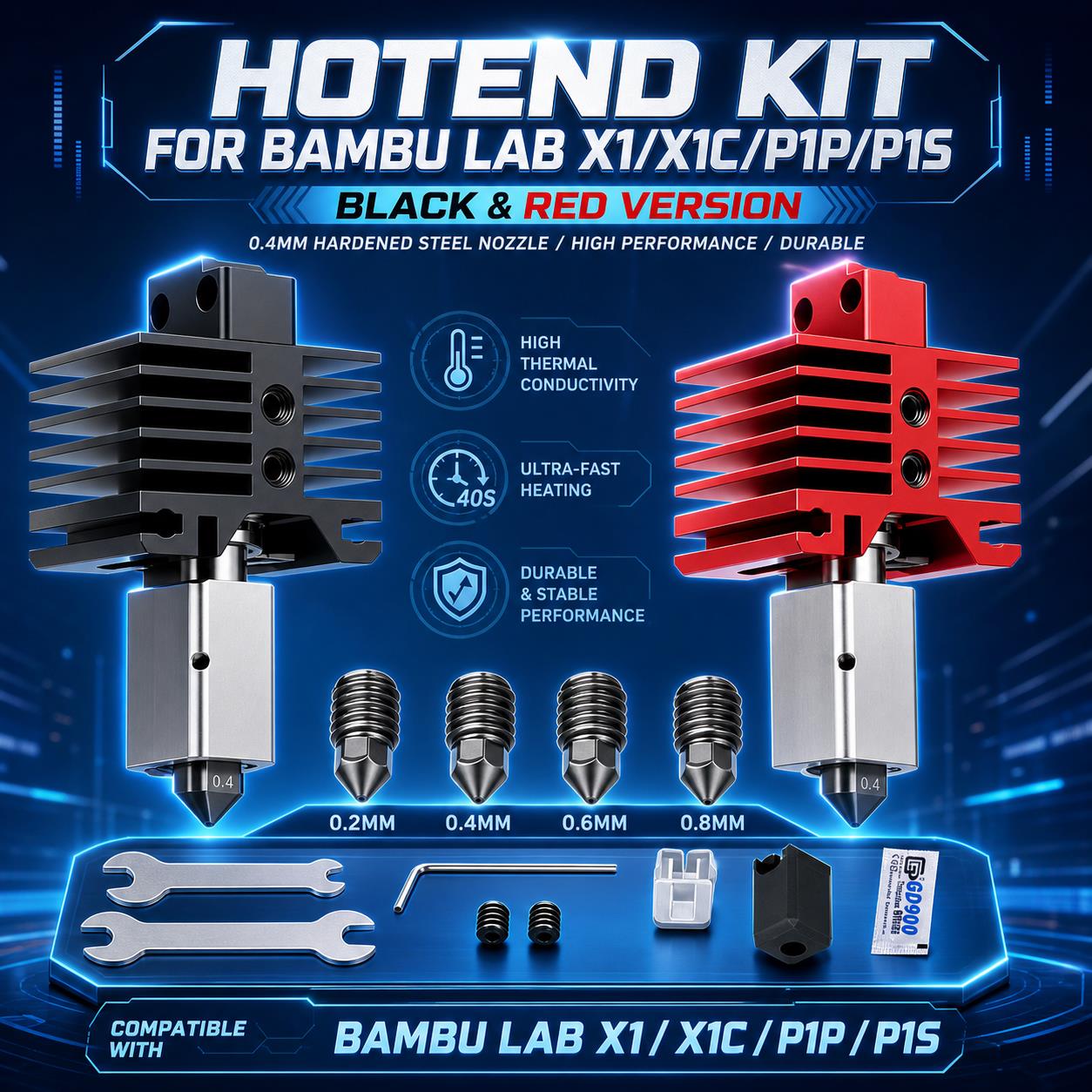 مجموعة هوت إند محسنة لطابعات ب - مراجعة Nozzle 0.4Mm Hardened وسعره